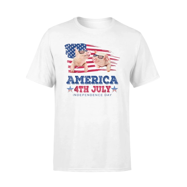 American 4th July Independence Day-Pig Premium T-Shirt