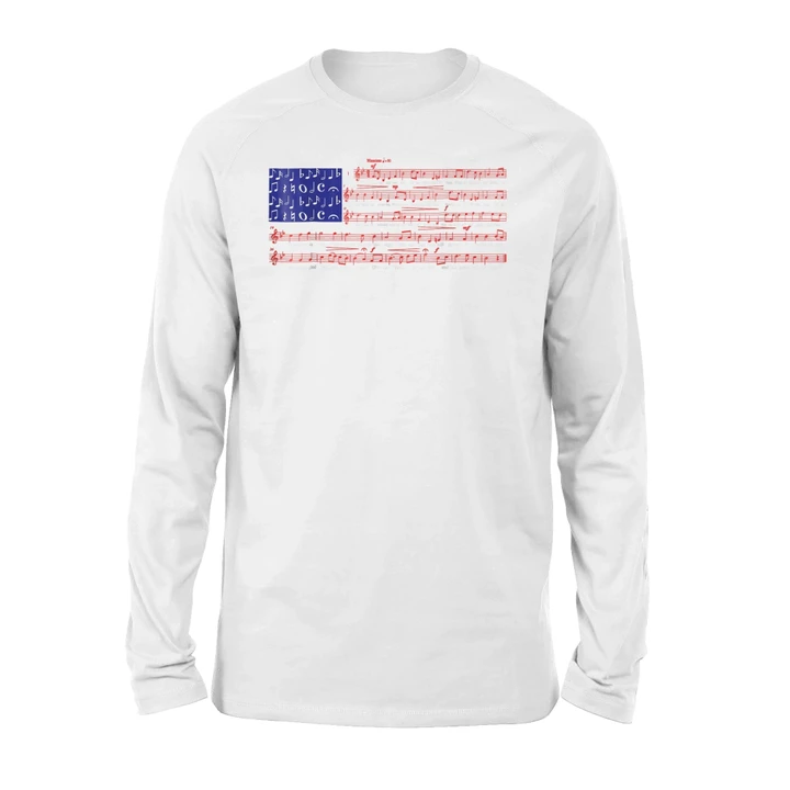 4th Of July Independence Music Note America Flag Premium Long Sleeve T-Shirt