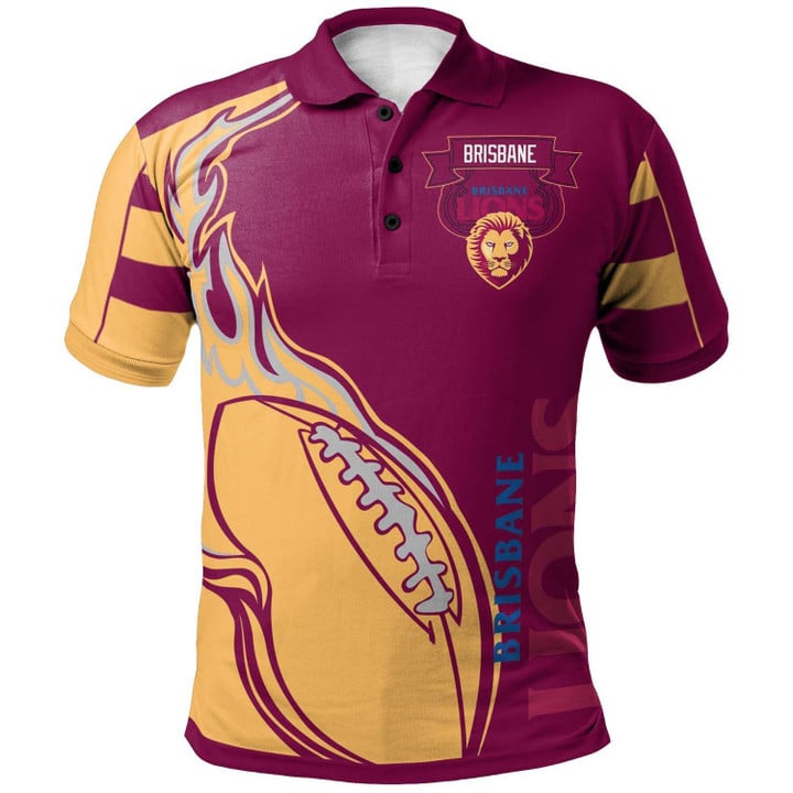 Brisbane Lions AFL Football All Over Print Polo Shirt