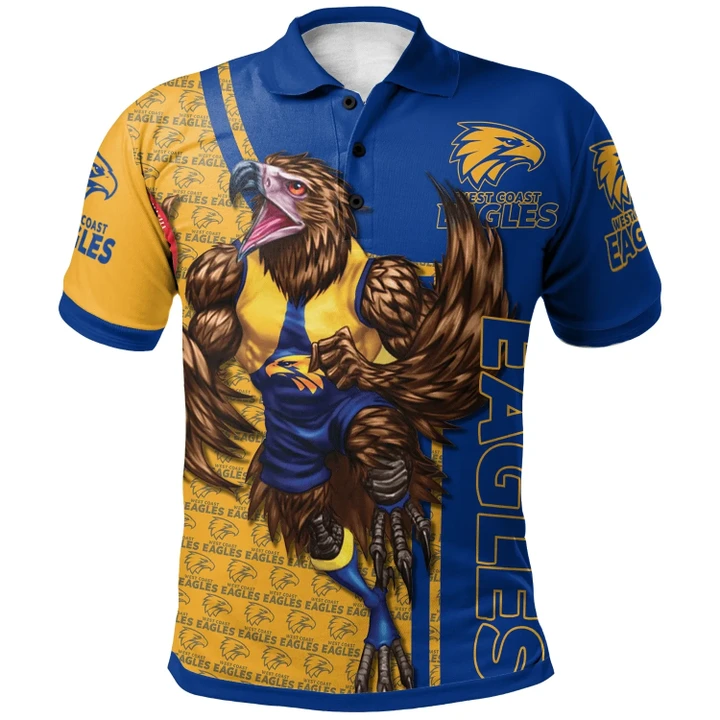 West Coast Eagles AFL Mascot Polo Shirts All Over Print