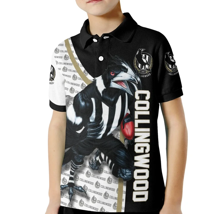 Collingwood Magpies AFL Mascot All Over Print Kid Polo Shirt