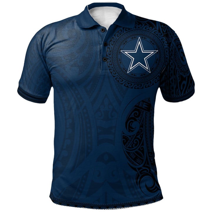 Dallas Cowboys Football Polo Shirt -  Polynesian Tatto Circle Crest - NFL
