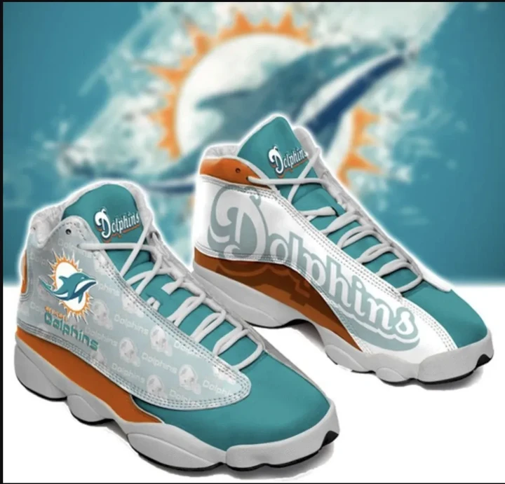 Miami Dolphins Football Air Jordan 13 Sneakers - Logo Sneaker - NFL