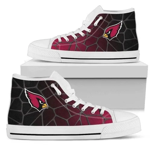 Arizona Cardinals Football High Top Canvas Shoes Pattern White Logo High Top Shoes - NFL
