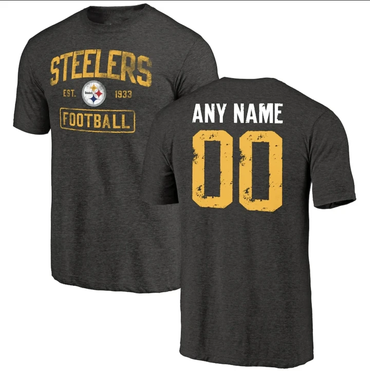 Personalized - Pittsburgh Steelers T-Shirt Logo Steelers Black  Football - NFL