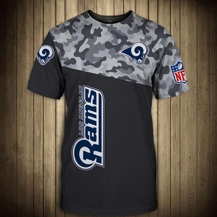 Los Angeles Rams Military T Shirt 3D Short Sleeve - NFL
