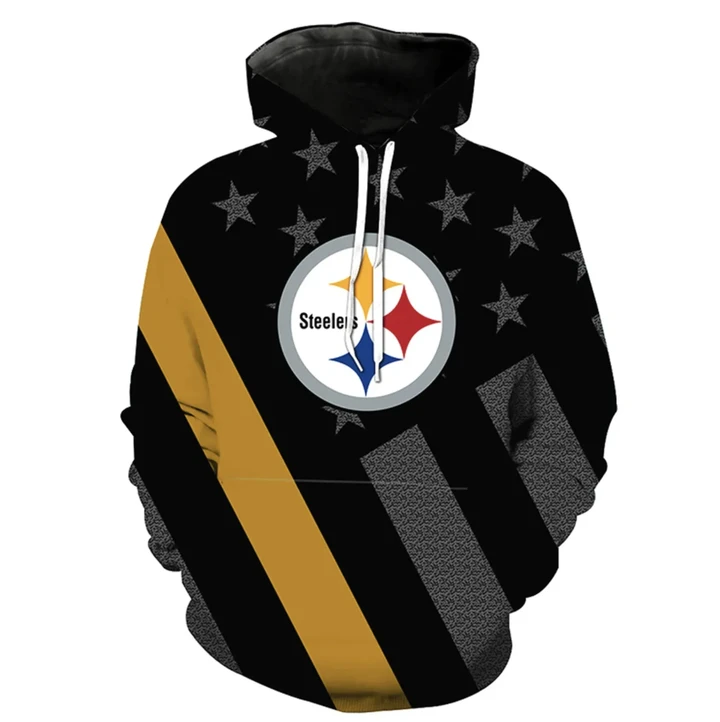 Pittsburgh Steelers Hoodie Black Mix USA Flag Football - NFL