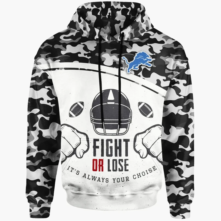 Detroit Lions Hoodie - Fight Or Lose Mix Camo