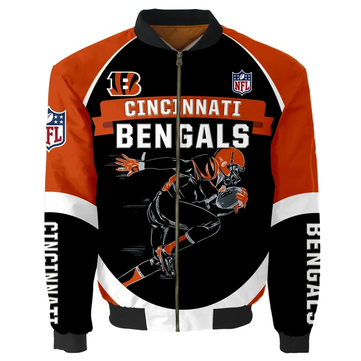 Cincinnati Bengals Bomber Jacket Graphic Player Running