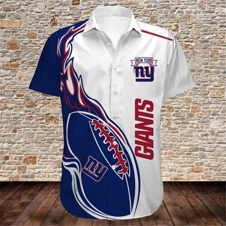 Men's New York Giants Shirts Fireball Button Short Sleeve - NFL