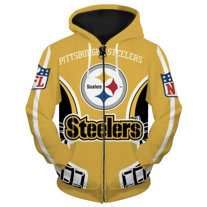 Pittsburgh Steelers Zip-Up Hoodie Yellow Football - NFL