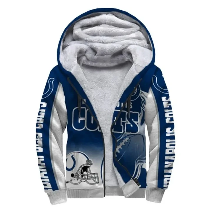 Indianapolis Colts Fleece Jacket Printed Ball Flame 3D