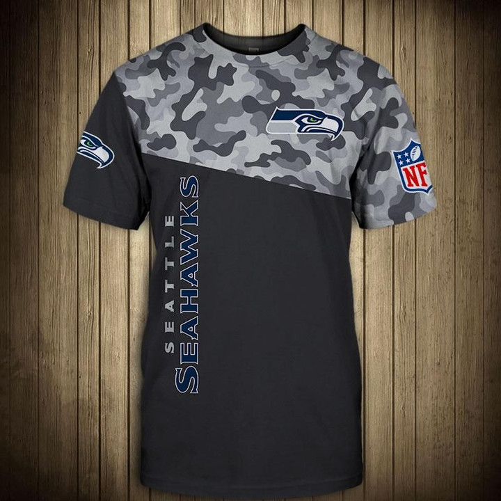 Seattle Seahawks Military T Shirt 3D Short Sleeve - NFL
