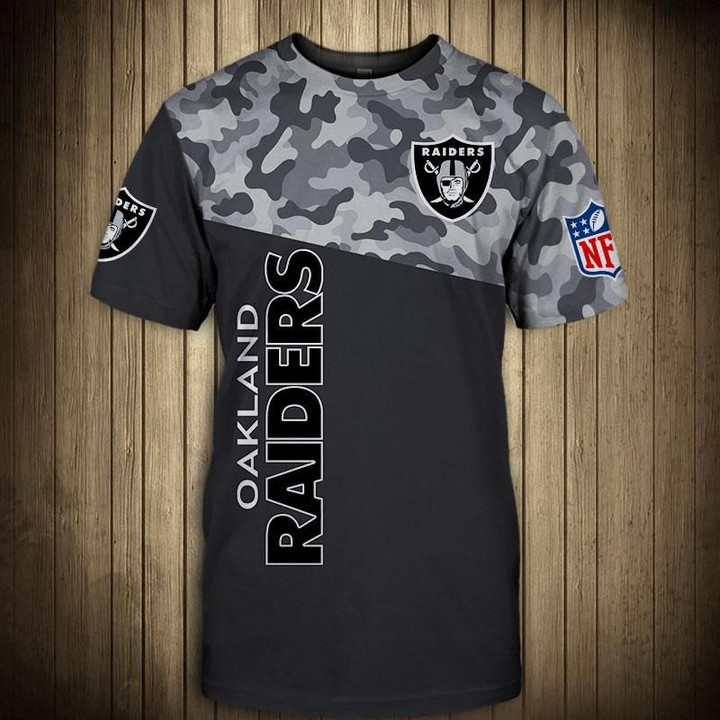 Oakland Raiders Military T Shirt 3D Short Sleeve - NFL