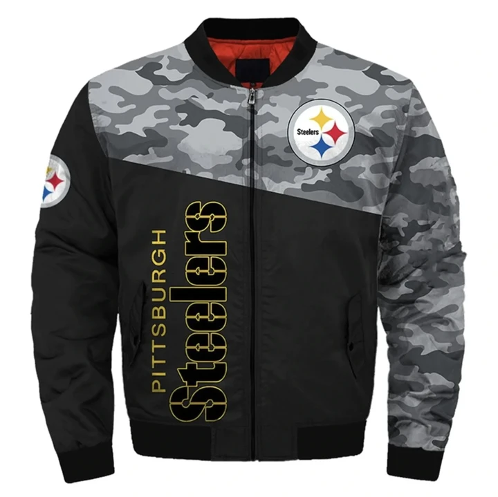 Pittsburgh Steelers Bomber Jacket Mix Camo  Football - NFL