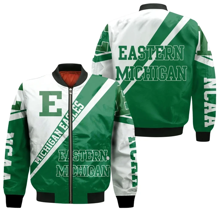 Eastern Michigan Eagles Logo Bomber Jacket Cross Style - NCAA