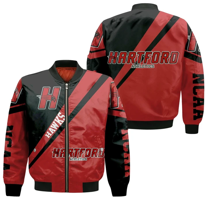 Hartford Hawks Logo Bomber Jacket Cross Style - NCAA