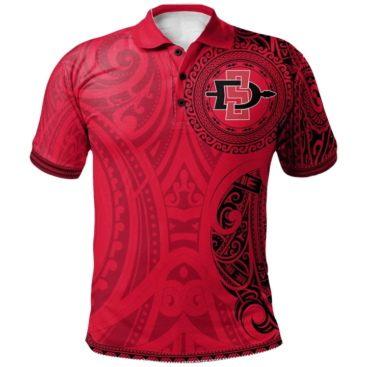 San Diego State Aztecs Football Polo Shirt -  Polynesian Tatto Circle Crest - NCAA