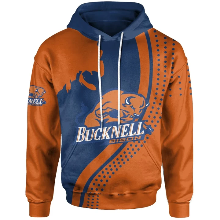 Bucknell Bison Basketball - Logo Team USA Map Hoodie - NCAA