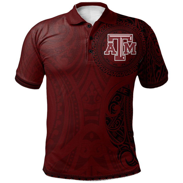 Texas A&M Aggies Football Polo Shirt -  Polynesian Tatto Circle Crest - NCAA