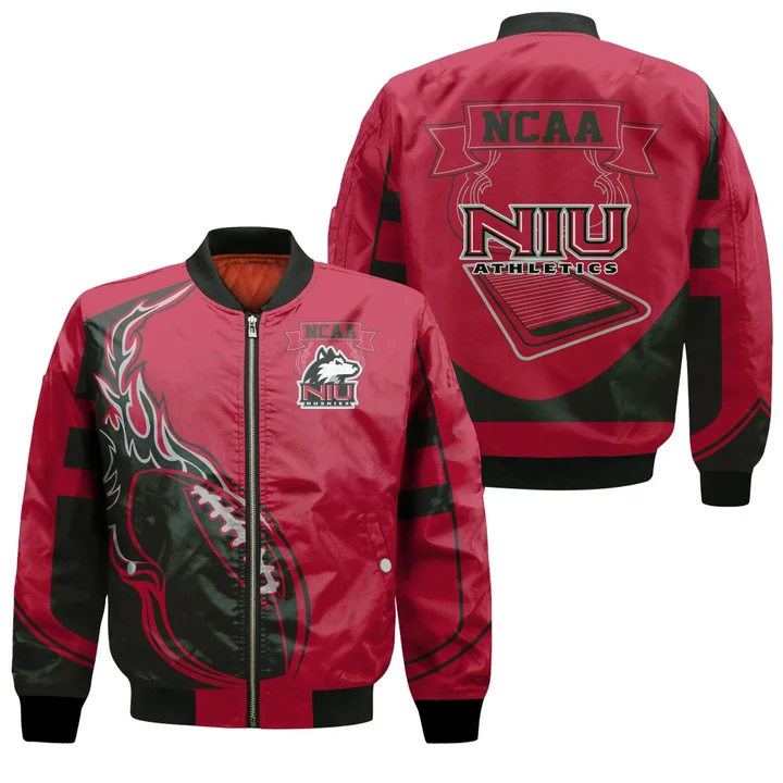 Northern Illinois Huskies Bomber Jacket  - Fire Football - NCAA