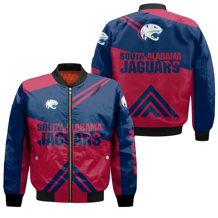 South Alabama Jaguars Football Bomber Jacket  - Stripes Cross Shoulders - NCAA