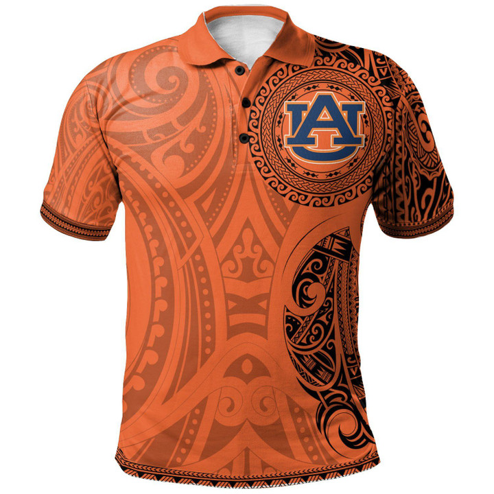 Auburn Tigers Football Polo Shirt -  Polynesian Tatto Circle Crest - NCAA
