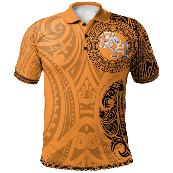 Sam Houston State Bearkats Football Polo Shirt -  Polynesian Tatto Circle Crest - NCAA