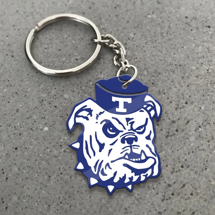 Louisiana Tech Bulldogs Football Keychain -  Polynesian Tatto Circle Crest - NCAA