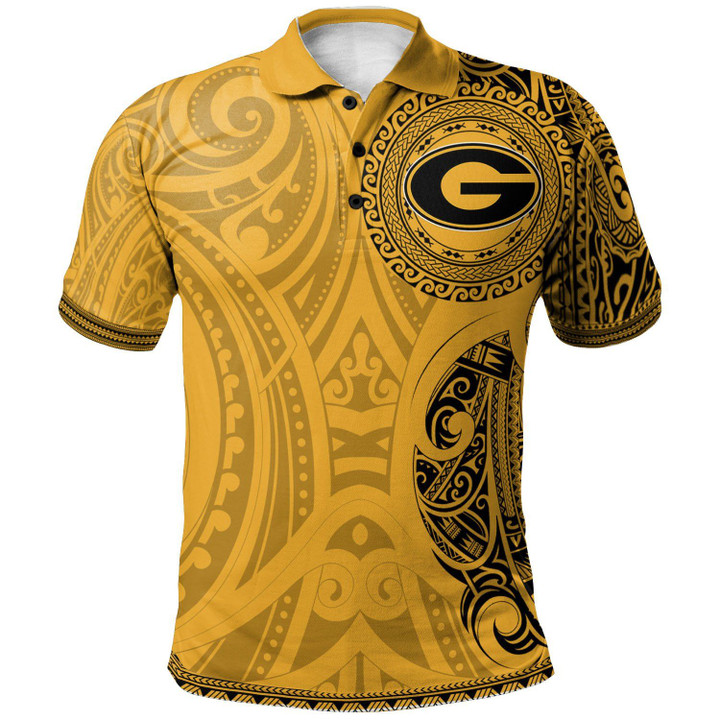 Grambling State Tigers Football Polo Shirt -  Polynesian Tatto Circle Crest - NCAA