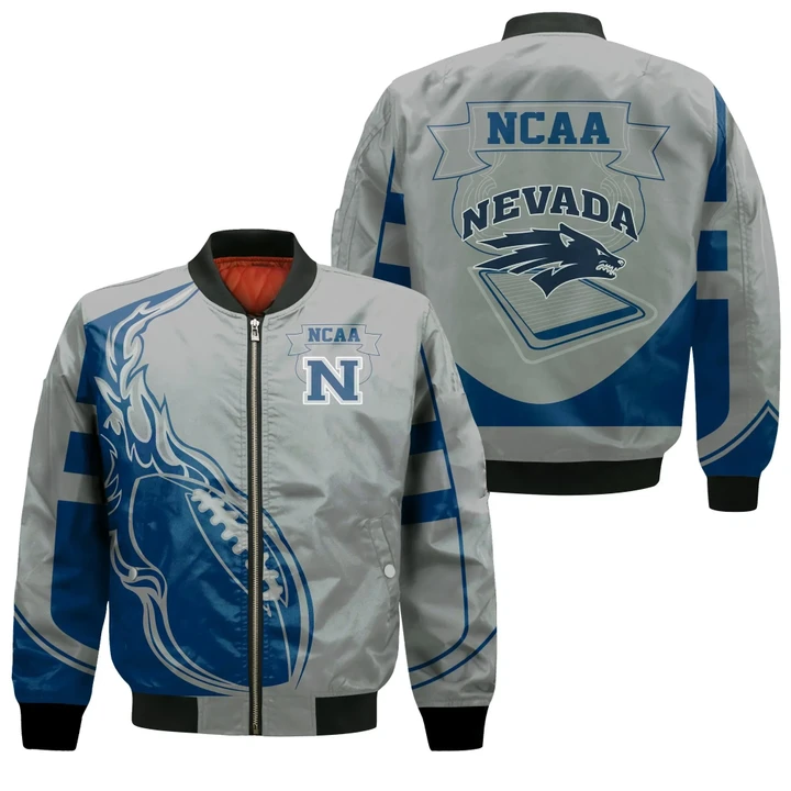 Nevada Wolf Pack Bomber Jacket  - Fire Football - NCAA