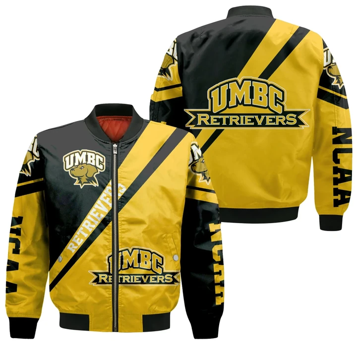 UMBC Retrievers Logo Bomber Jacket Cross Style - NCAA