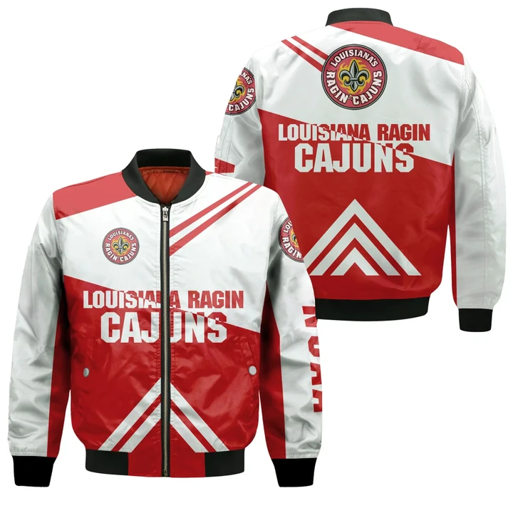 Louisiana Ragin’ Cajuns Football Bomber Jacket  - Stripes Cross Shoulders - NCAA