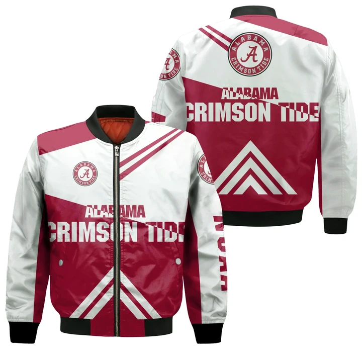 Alabama Crimson Tide Football Bomber Jacket  - Stripes Cross Shoulders - NCAA