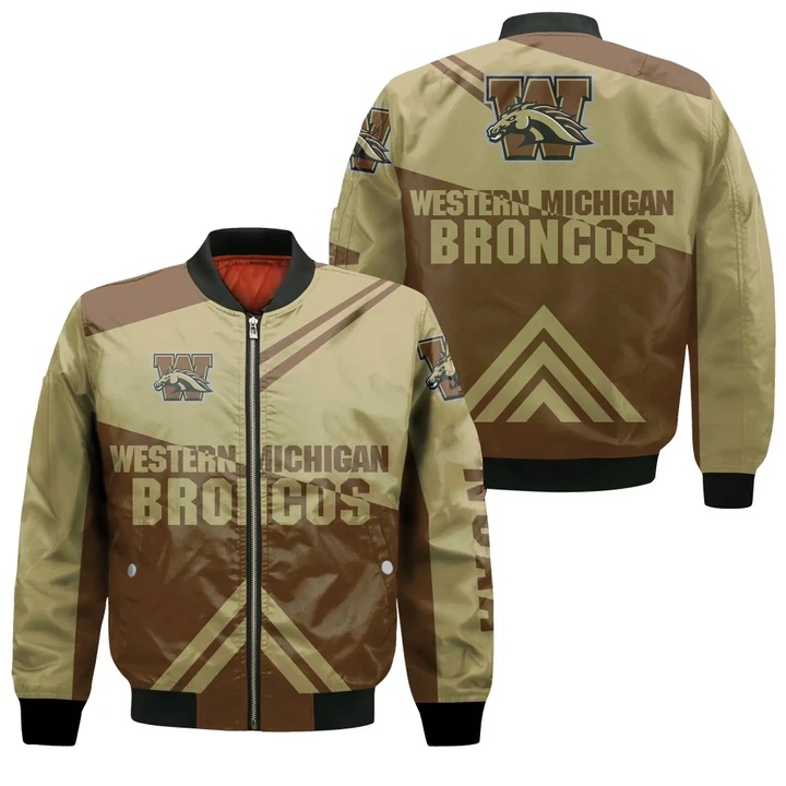 Western Michigan Broncos Football Bomber Jacket  - Stripes Cross Shoulders - NCAA