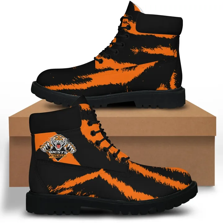 Wests Tigers Leather Timberland Boots NRL