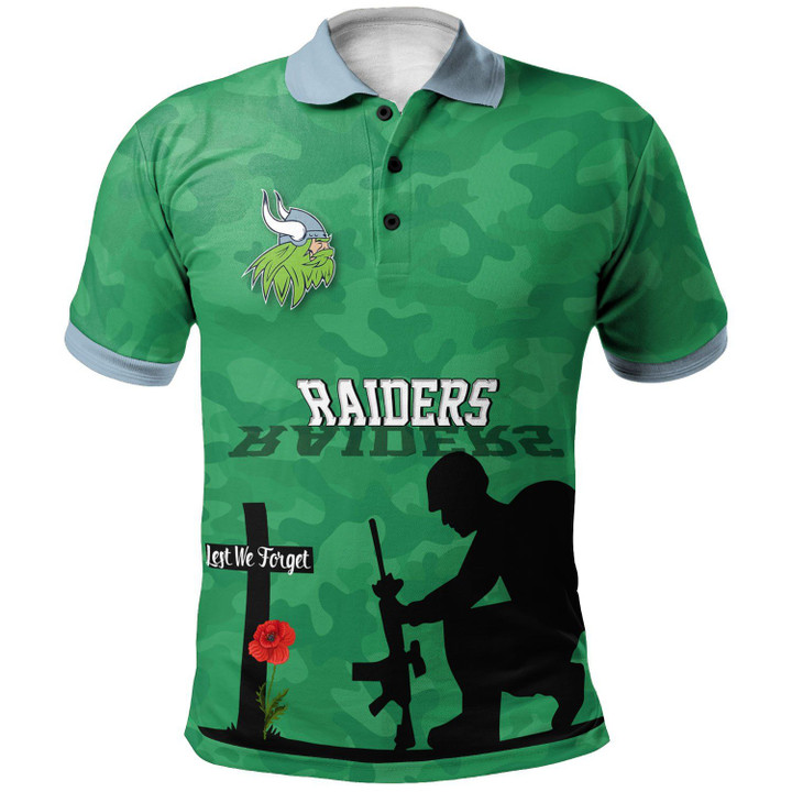 Personalized Rugby Anzac Day Polo Shirt Canberra Raiders Style 02