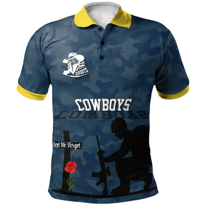 Personalized Rugby Anzac Day Polo Shirt North Queensland Cowboys Style 02