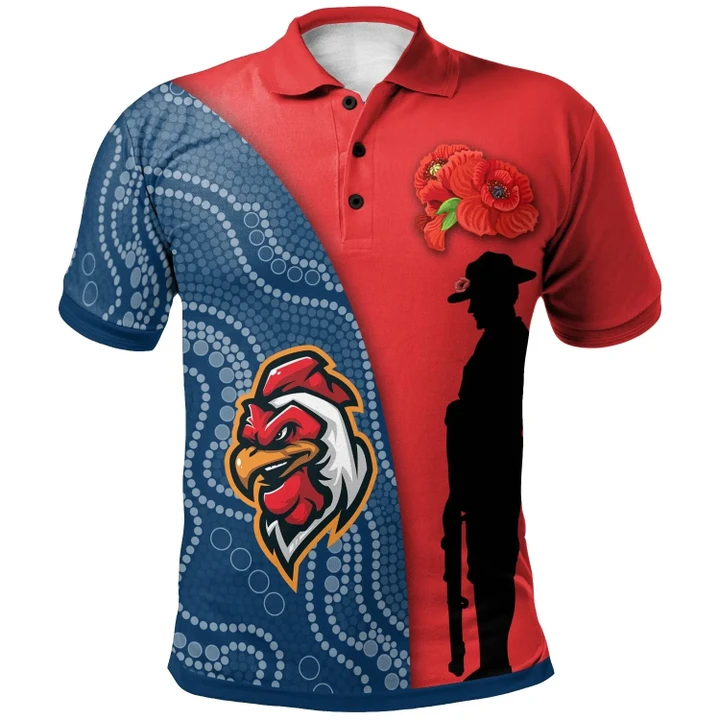 Personalized Rugby Anzac Day Polo Shirt Sydney Roosters Style 10