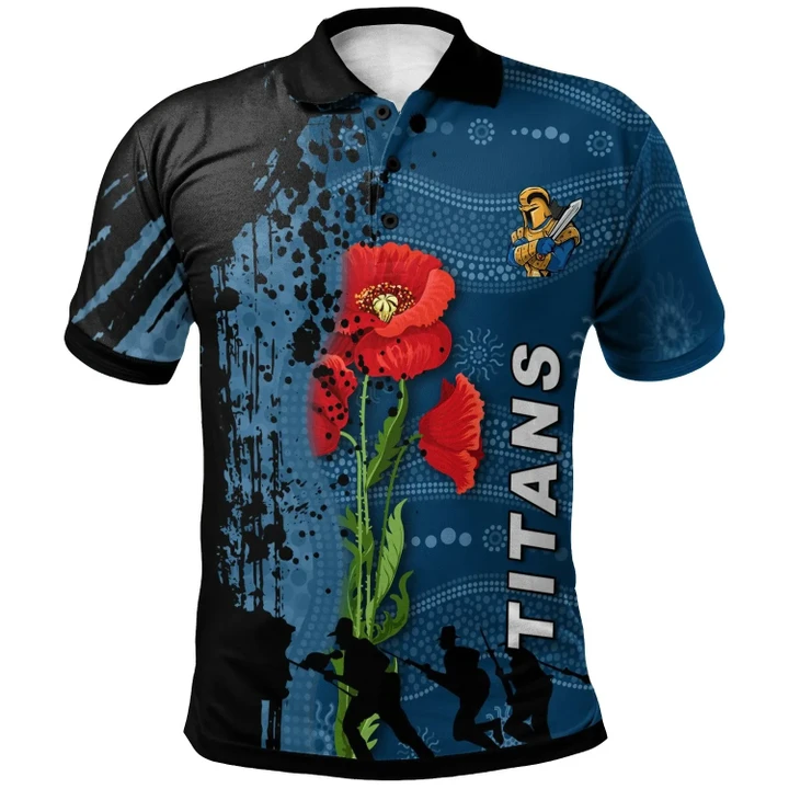 Personalized Rugby Anzac Day Polo Shirt Gold Coast Titans Style 08