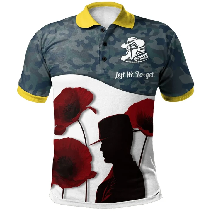 Rugby Anzac Day Polo Shirt North Queensland Cowboys Style 03