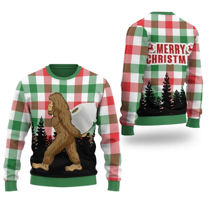 Bigfoot Ugly Christmas Sweater Toilet Paper