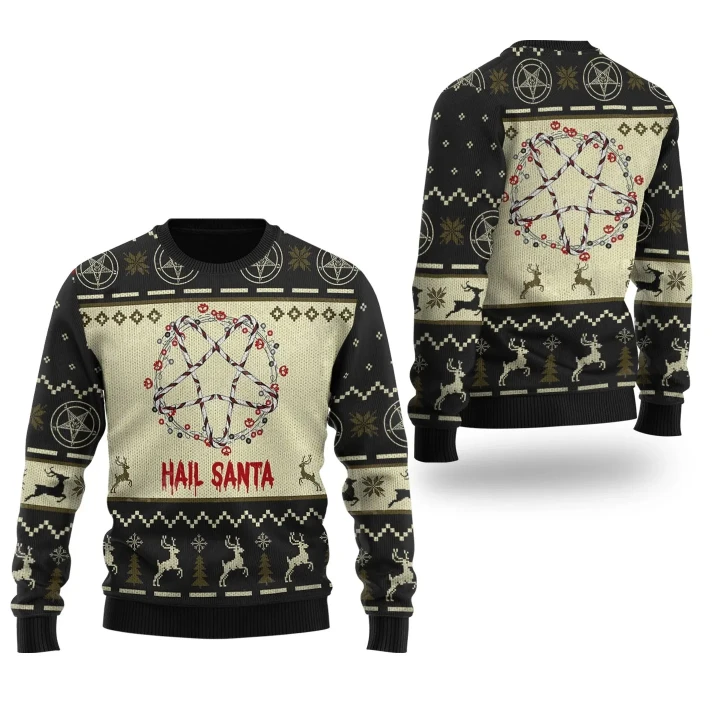 Hail Santa Christmas Sweater Pentagram