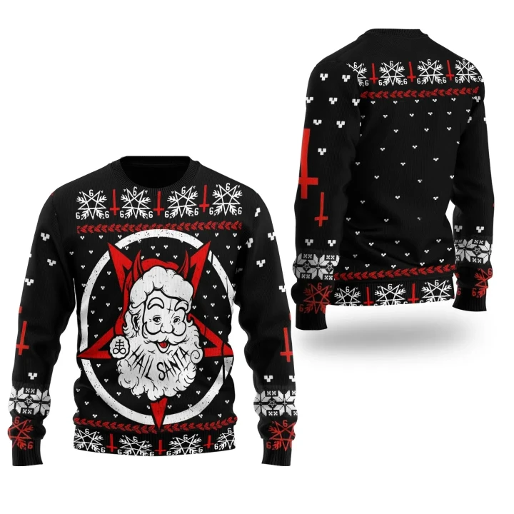 Satanic Christmas Sweater Hail Santa