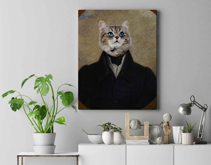 Portrait Of A Gentleman Wearing A Black Coat Custom Pet Canvas