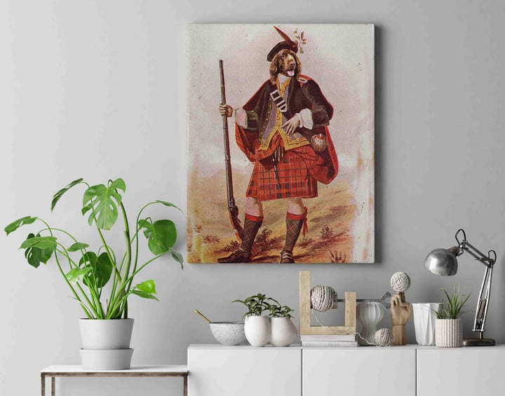 Portrait Of A Male Scottish Clan Tartan Ronald Custom Pet Canvas