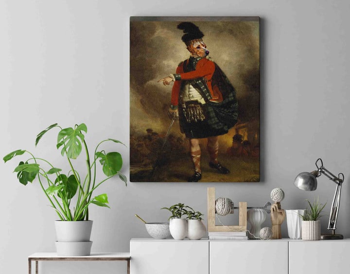 Portrait Of A Male Lord Lieutenant Scottish Clan Tartan Montgomerie Custom Pet Canvas
