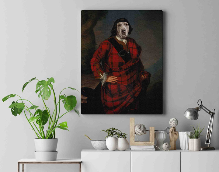Portrait Of A Male Advocate Scottish Clan Tartan Campbell Custom Pet Canvas