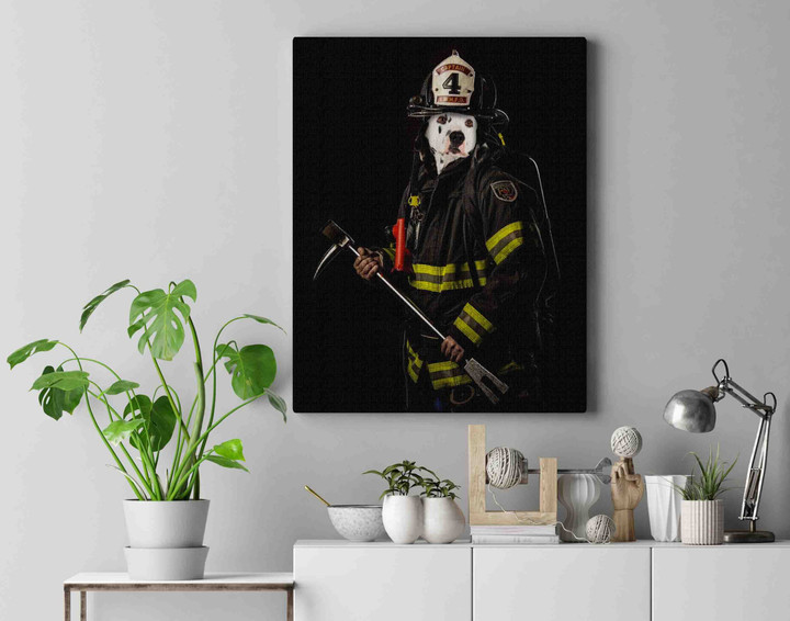 Portrait Of A Captain SWHFD Firefighter Custom Pet Canvas