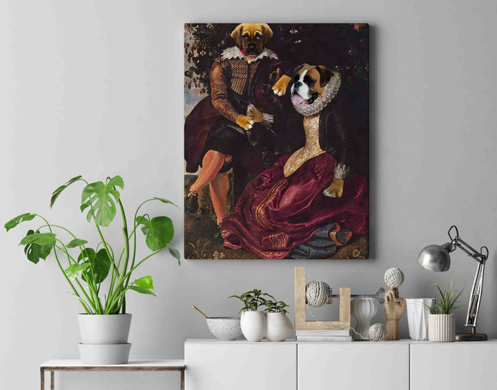Portrait Of A Couple In A Garden Custom Multiple Pet Canvas